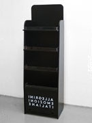 Espositore durevole da terra con ripiani in legno e plexiglass